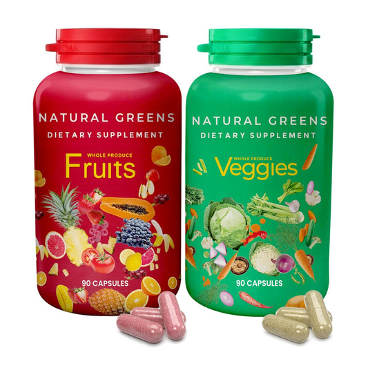 Fruits and Veggies Whole Produce Dietary Supplement with Superfood Fruits and Vegetables for Men, Women and Kids, 90 Fruit Capsules, 90 Veggie Capsules - 1 Set - dailyvitalstore