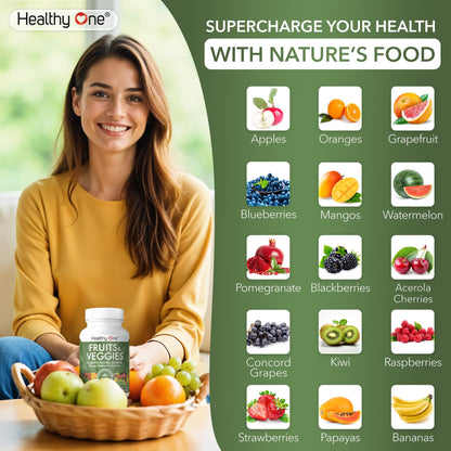 Fruits & Veggies Formula - 27 Premium Whole Foods - Organic Ingredients - Equals 3 Servings of Fruits & Vegetables - Improve Energy, Focus & Immune Function - Fiber - Antioxidants - 150ct (75 Serv) - dailyvitalstore