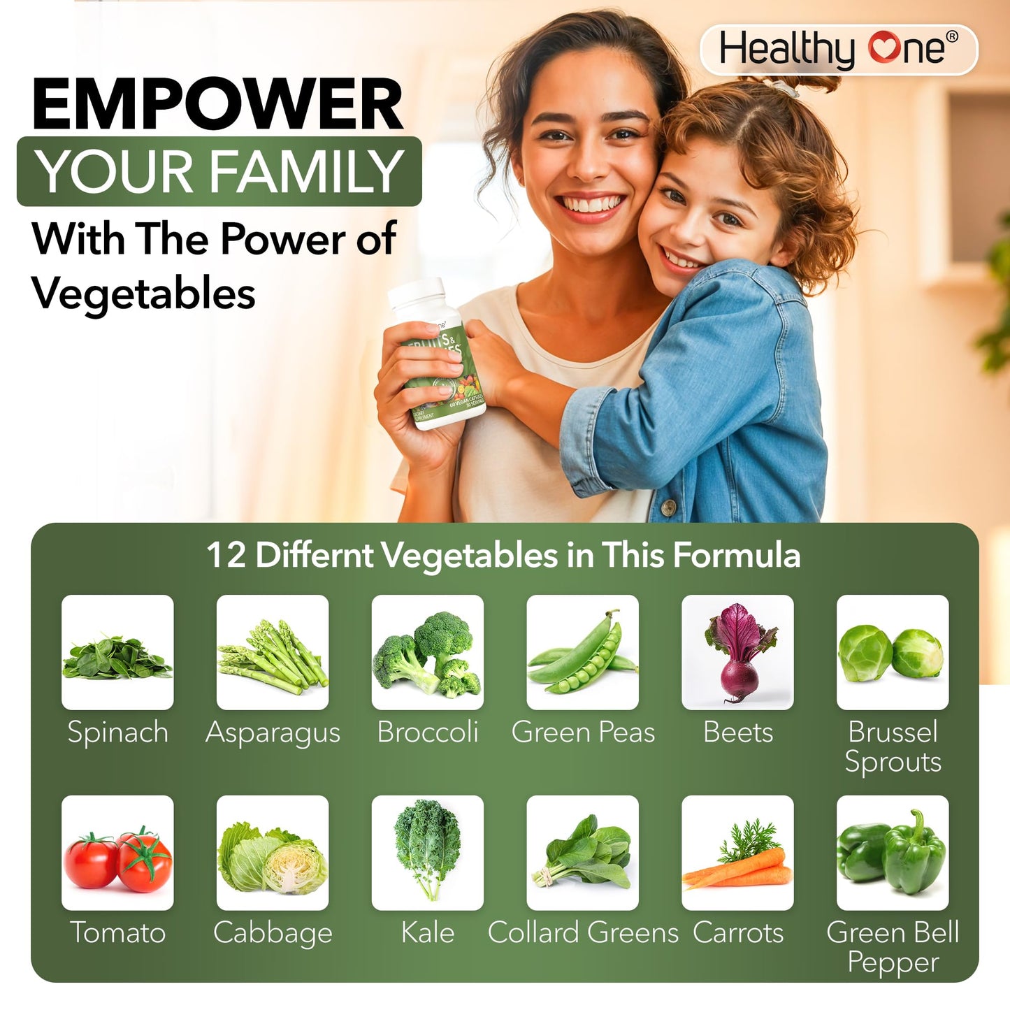 Fruits & Veggies Formula - 27 Premium Whole Foods - Organic Ingredients - Equals 3 Servings of Fruits & Vegetables - Improve Energy, Focus & Immune Function - Fiber - Antioxidants - 150ct (75 Serv) - dailyvitalstore