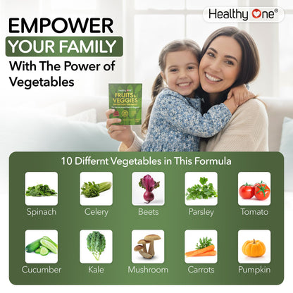 Fruits & Veggies Sugar-Free Gummies - 27 Whole Foods - Equals 3 Servings of Fruits & Vegetables - Improve Energy, Focus & Immune Function - Fiber - Antioxidants - Organic Ingredients - 28 Packets - dailyvitalstore