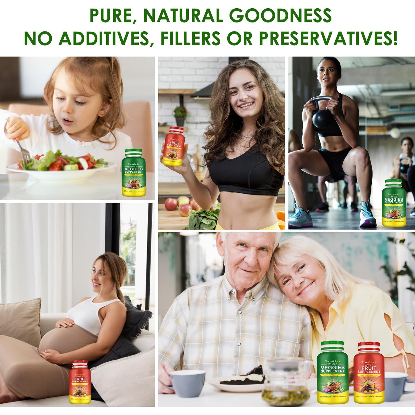 Fruits & Veggies Supplements - 2 Bottles 180 Total Vegetarian Capsules | BalanceNatural Vitamins Supplement Dietary Nutritional Balance,Lngredients Blended Vitamin & Mineral Whole Food Supplement - dailyvitalstore