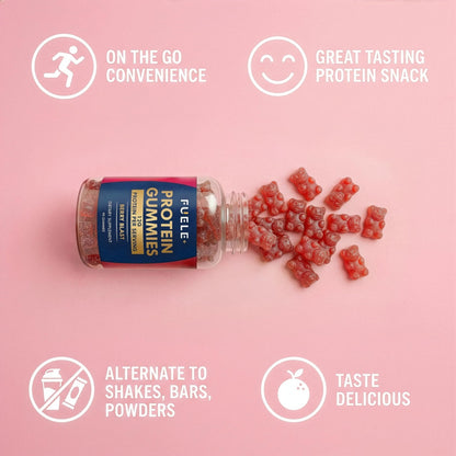 FUELE+ Protein Gummies – 12g High Protein Snack, Mixed Berry Flavor, No Added Sugar, Whey Protein Gummies, Supports Muscle Recovery, Post Workout Supplement - dailyvitalstore