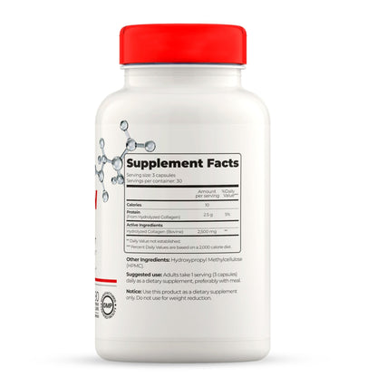 Full Life Hydrolyzed Collagen Supplements - Bovine Collagen Pills for Women and Men - Kosher Collagen Capsules, Gluten-Free - 90 Veggie Capsules 2,500mg - dailyvitalstore