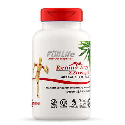 Full Life Reuma-Art X Strength – 400 mg Herbal Supplements - Supports Joint Flexibility – 180 Veggie Capsules - dailyvitalstore