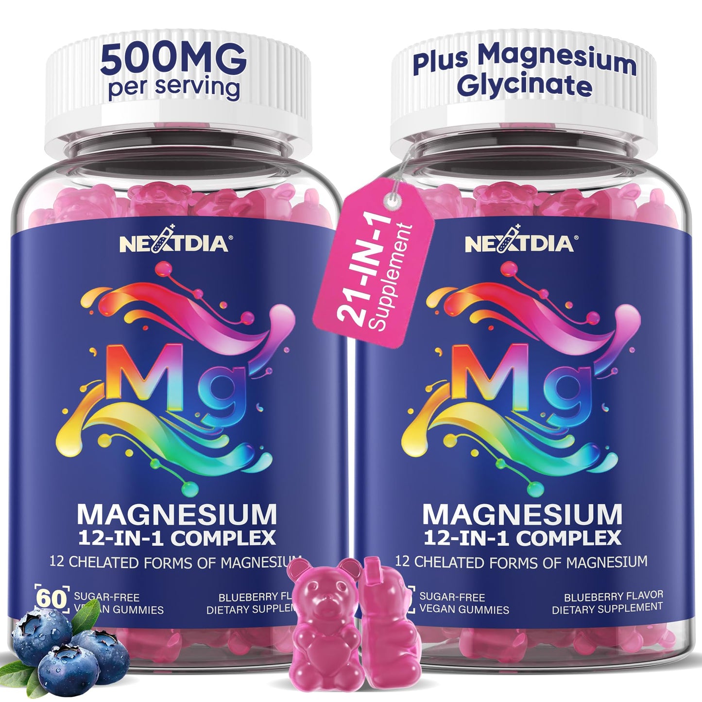 Full Spectrum Magnesium Glycinate Complex 21 in 1 Gummies for Deep Calm Sleep, 12 Forms Magnesium Citrate Malate Taurate Orotate for Women Men + Probiotics w/Ashwagandha, L-Theanine, GABA, 120Cts - dailyvitalstore