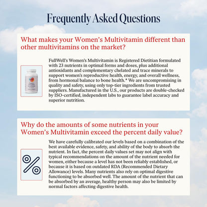 FullWell Women's Multivitamin - Daily Multivitamin for Reproductive Health - Supports Future Fertility, Hormone Balance & Overall Wellness - Antioxidant Blend - CoQ10 & PQQ - 90 Count (30 Servings) - dailyvitalstore