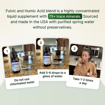 Fulvic Humic Acid 75 + Trace Minerals Liquid Supplement - Plant Derived in USA - Fulvic Acid Minerals Concentrate for Energy, Gut Health and Hydration - dailyvitalstore