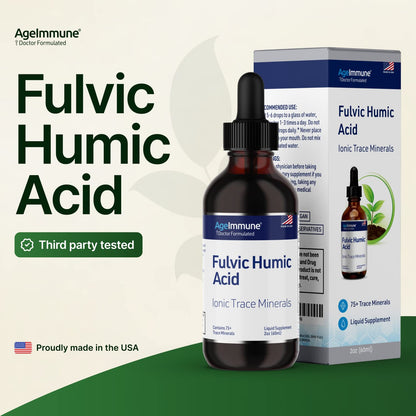 Fulvic Humic Acid 75 + Trace Minerals Liquid Supplement - Plant Derived in USA - Fulvic Acid Minerals Concentrate for Energy, Gut Health and Hydration - dailyvitalstore