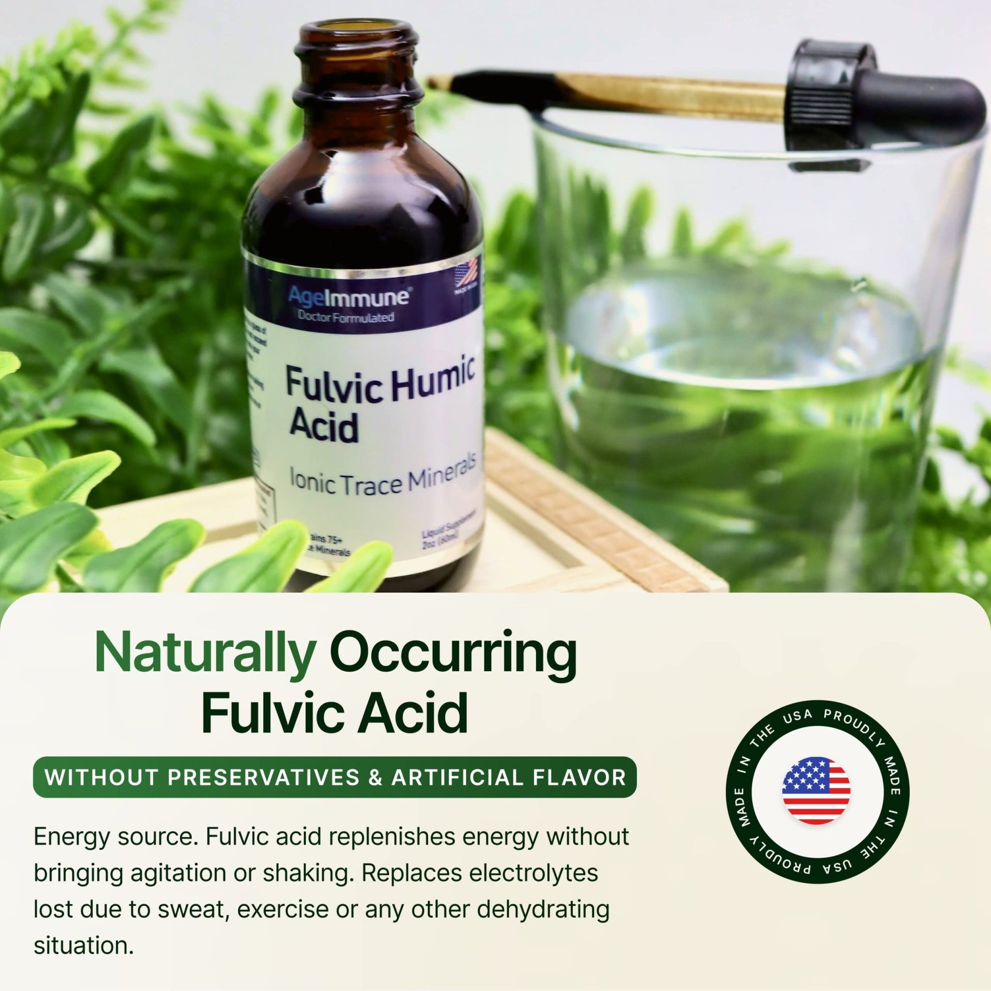 Fulvic Humic Acid 75 + Trace Minerals Liquid Supplement - Plant Derived in USA - Fulvic Acid Minerals Concentrate for Energy, Gut Health and Hydration - dailyvitalstore