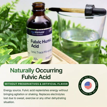 Fulvic Humic Acid 75 + Trace Minerals Liquid Supplement - Plant Derived in USA - Fulvic Acid Minerals Concentrate for Energy, Gut Health and Hydration - dailyvitalstore