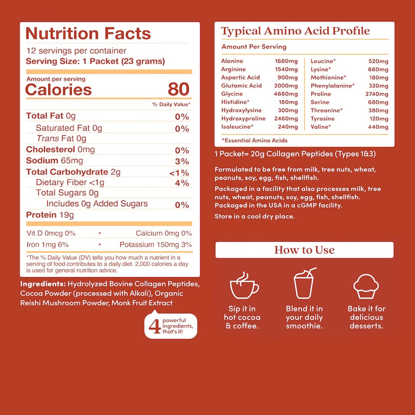 Further Food Chocolate Collagen Peptides Powder with Reishi Mushroom - 100% Grass-Fed, Hydrolyzed Type 1 & 3, 20g of Collagen per Serving, Supports Skin, Hair, Nails & Joints, Stick Packs, 9.74 Oz - dailyvitalstore