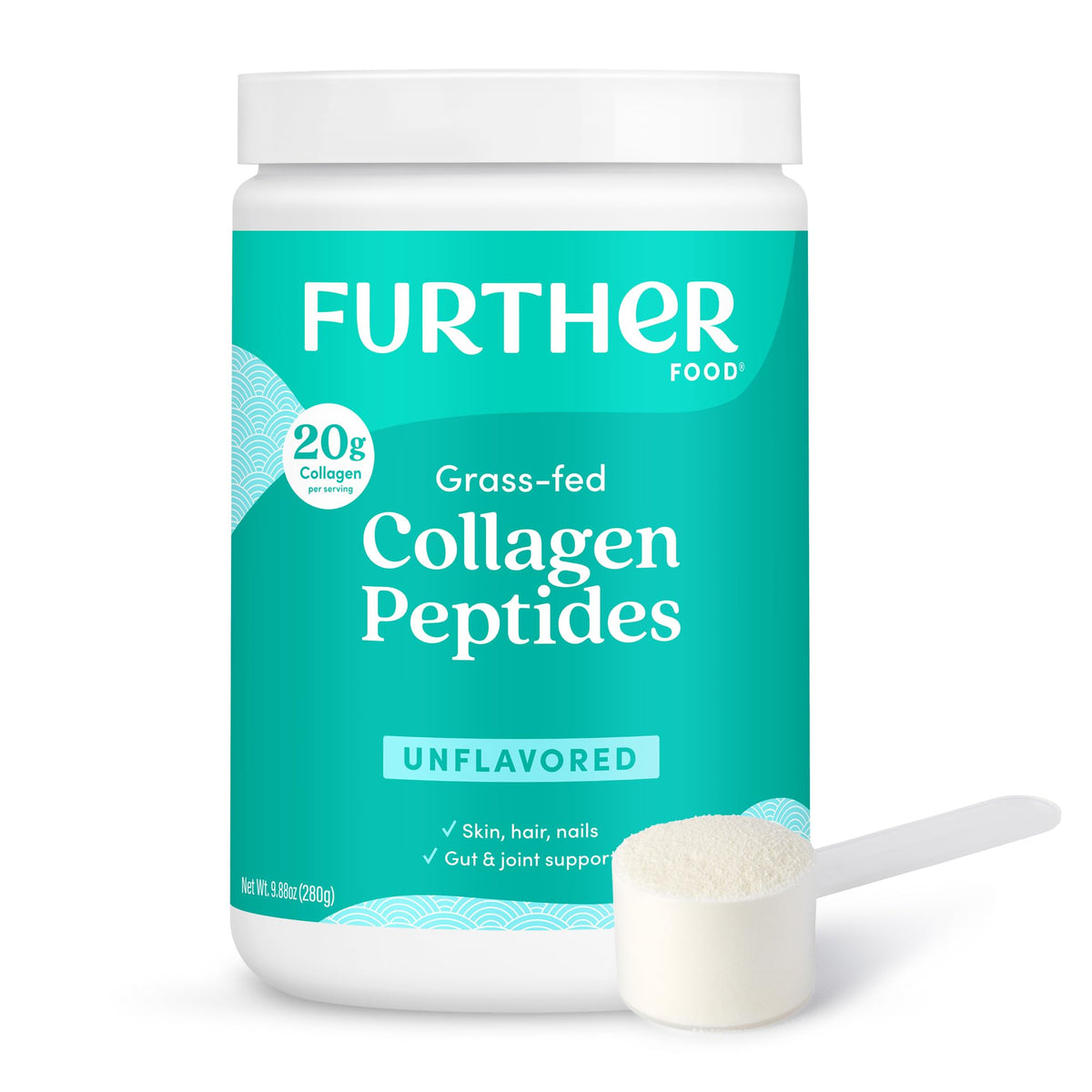 Further Food Unflavored Collagen Peptides Powder - 100% Grass-Fed, Hydrolyzed Type 1 & 3, 20g of Collagen per Serving - dailyvitalstore