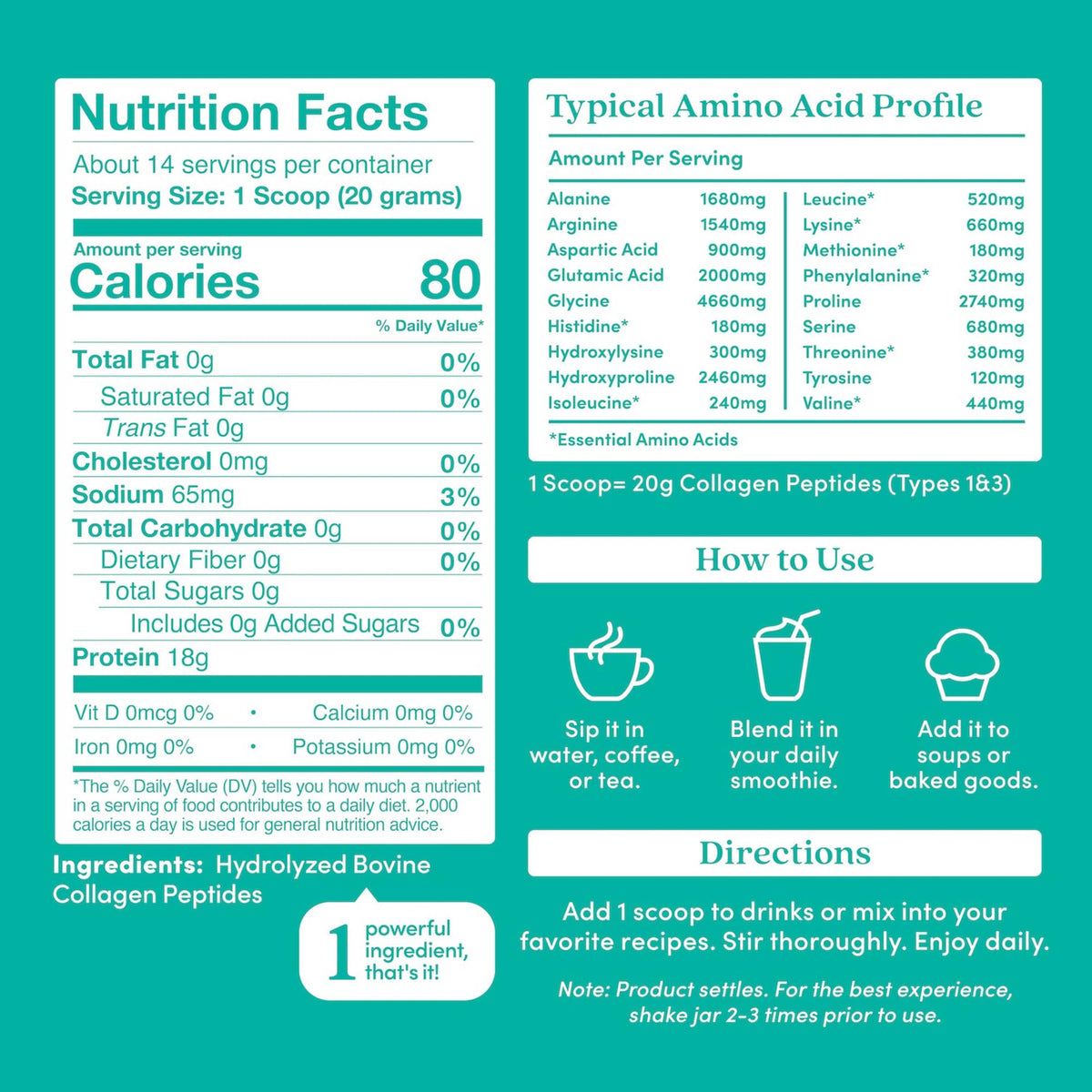 Further Food Unflavored Collagen Peptides Powder - 100% Grass-Fed, Hydrolyzed Type 1 & 3, 20g of Collagen per Serving - dailyvitalstore