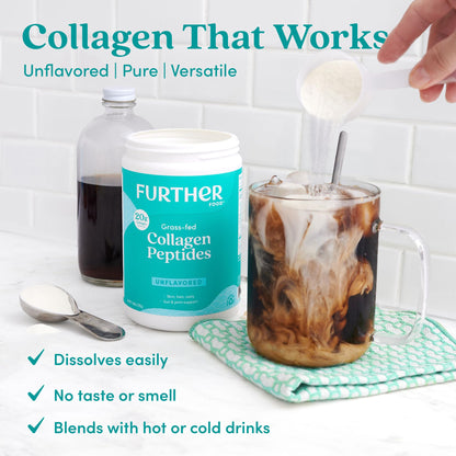 Further Food Unflavored Collagen Peptides Powder - 100% Grass-Fed, Hydrolyzed Type 1 & 3, 20g of Collagen per Serving - dailyvitalstore