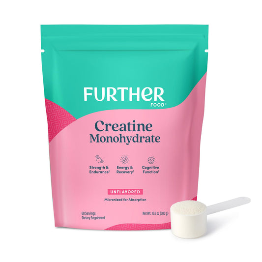 Further Food Unflavored Creatine Monohydrate Powder, 100% Pure, Micronized, Sugar-Free, Supports Strength, Energy and Muscle Recovery, 60 Servings, 10.6 Oz - dailyvitalstore