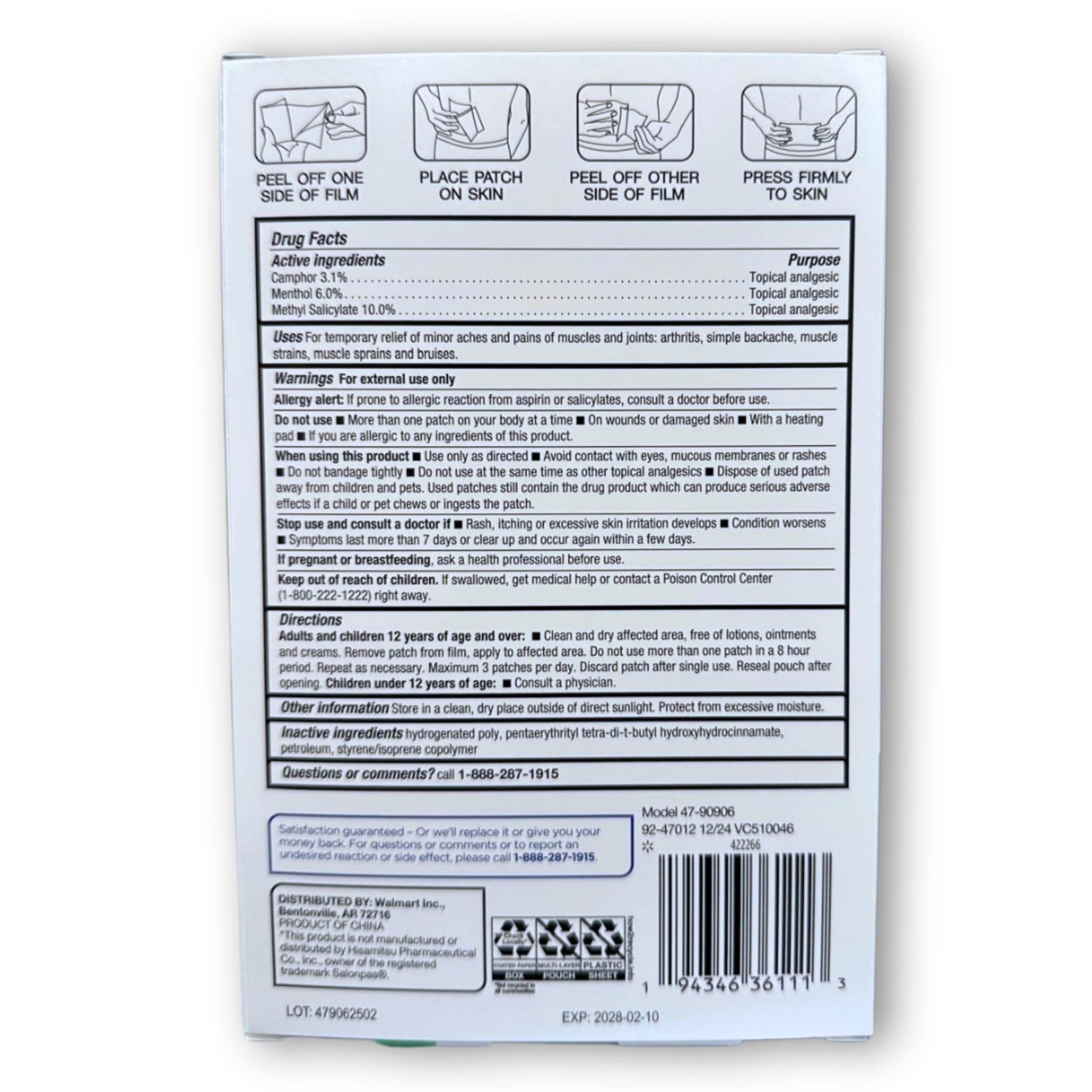 FUSION SHOP STORE Smart choices, meaningful life! Topical Patch with Menthol, Camphor, Methyl salycilate, 6 Count (Pack of 15) - dailyvitalstore