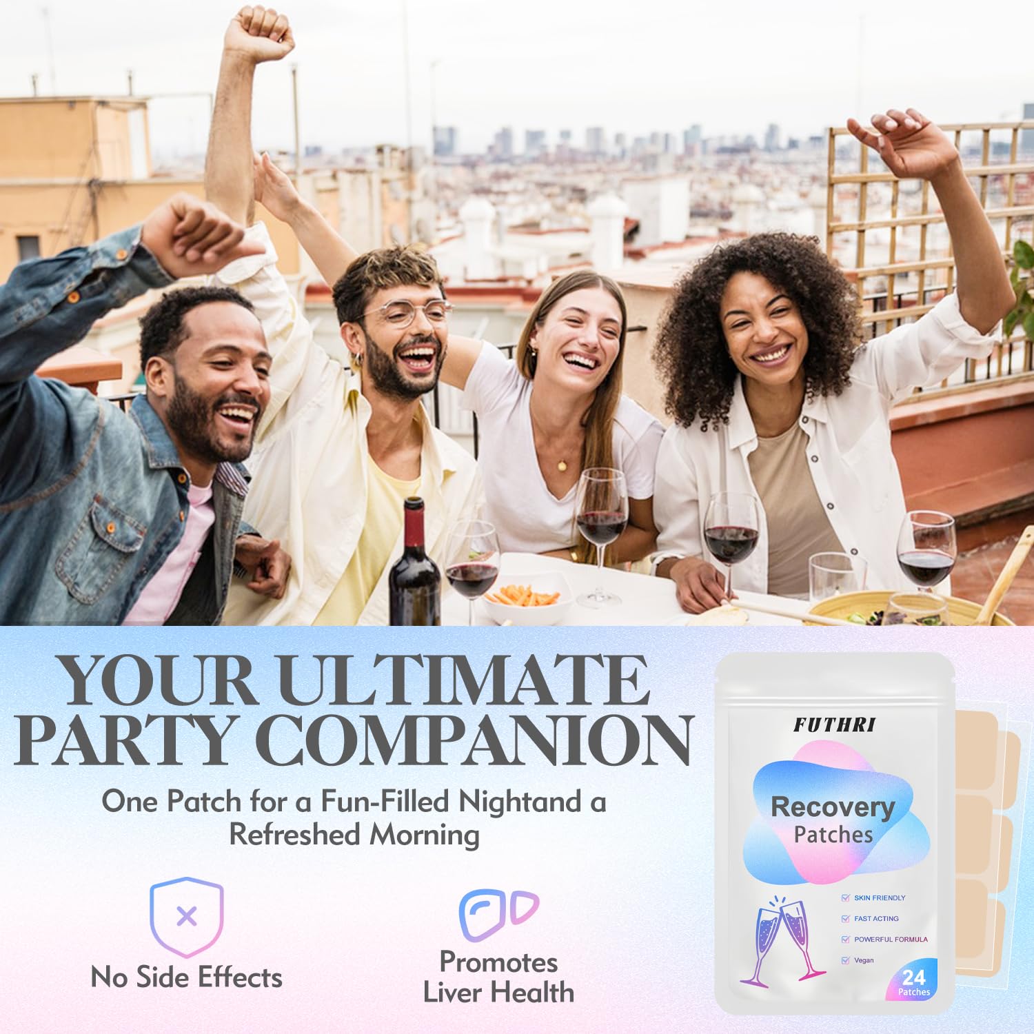 FUTHRI Recovery Patch 24 Pack: Wake Up Refreshed with Natural Ingredients - Waterproof & Skin-Friendly - Pre-Drink Patch for Festivals & Nights Out - dailyvitalstore