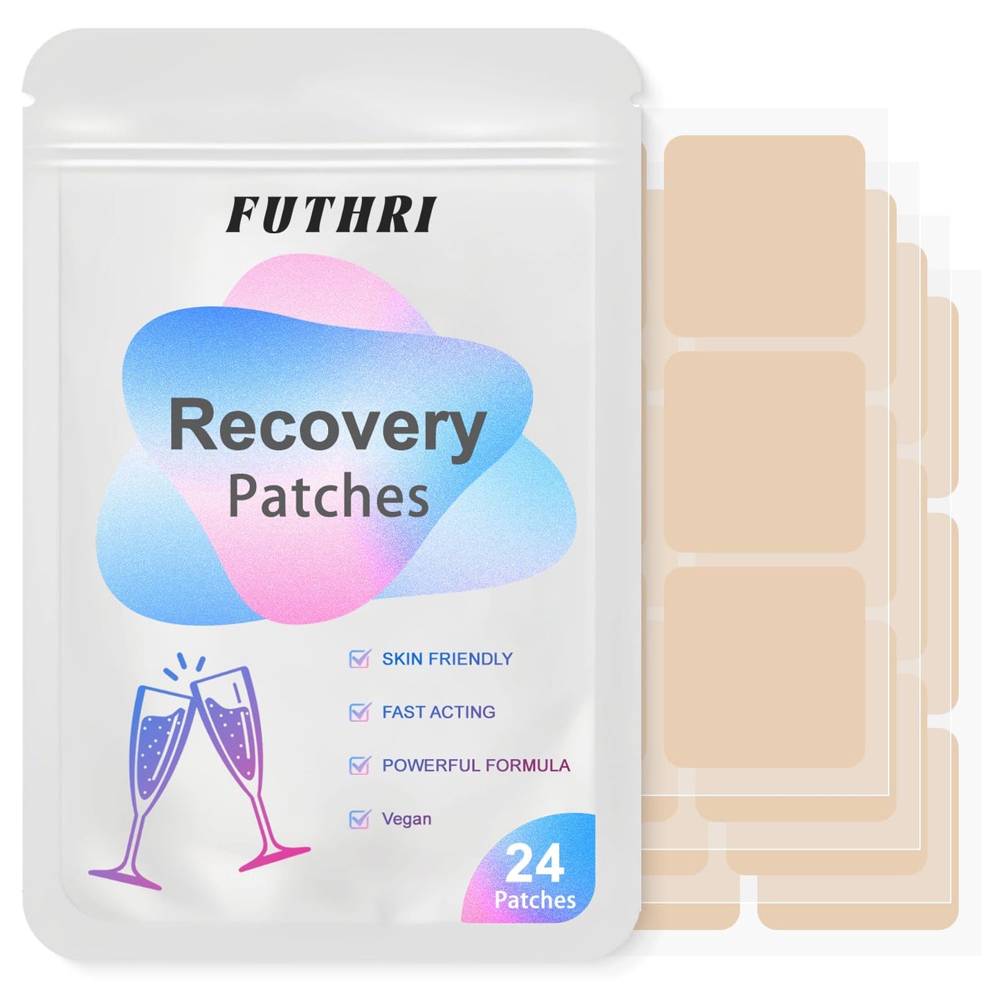 FUTHRI Recovery Patch 24 Pack: Wake Up Refreshed with Natural Ingredients - Waterproof & Skin-Friendly - Pre-Drink Patch for Festivals & Nights Out - dailyvitalstore