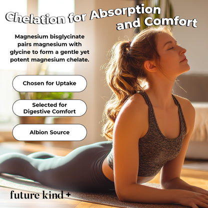 Future Kind Magnesium Glycinate, Supports Muscle and Nerve Function, High Absorption Chelated Magnesium Supplement, Nightly Calm, Energy & Metabolism, Highly Bioavailable & Potent - 30 Vegan Capsules - dailyvitalstore