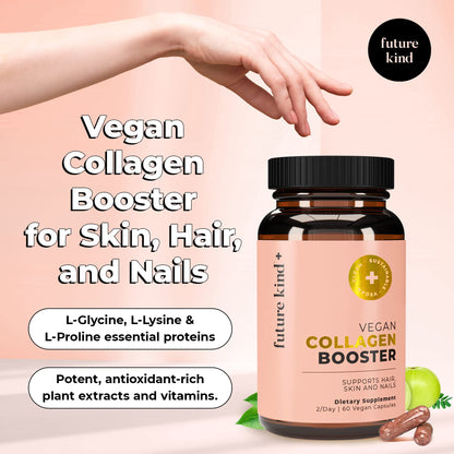 Future Kind Vegan Collagen - Supports Collagen Production with Biotin and Vitamin C (60 Capsules in Glass Bottle) - dailyvitalstore