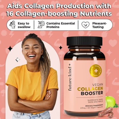 Future Kind Vegan Collagen - Supports Collagen Production with Biotin and Vitamin C (60 Capsules in Glass Bottle) - dailyvitalstore