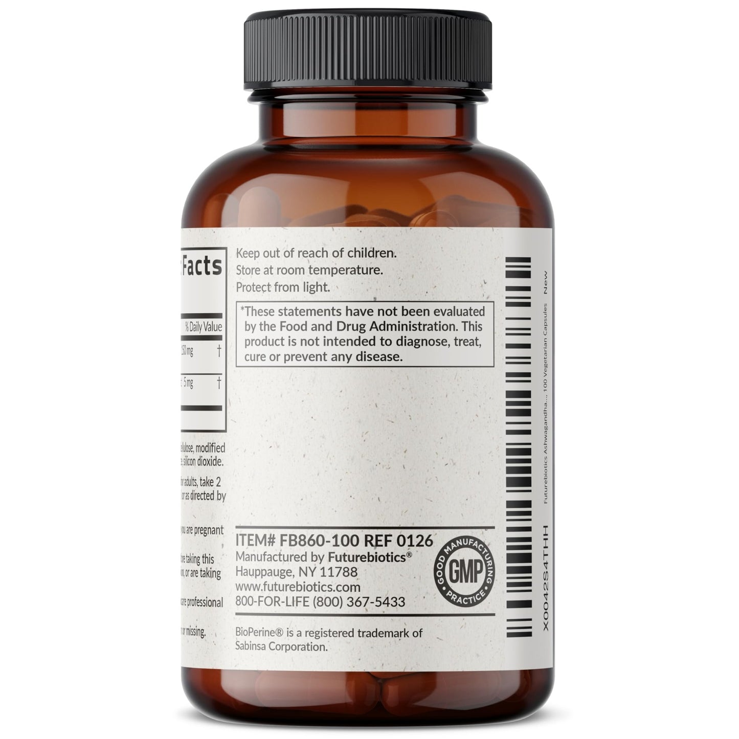 Futurebiotics Ashwagandha Extra Strength Stress & Mood Support with BioPerine - Non GMO Formula, 100 Vegetarian Capsules - dailyvitalstore