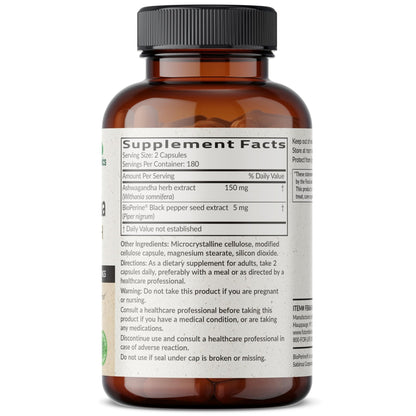 Futurebiotics Ashwagandha Extra Strength Stress & Mood Support with BioPerine - Non GMO Formula, 360 Vegetarian Capsules - dailyvitalstore