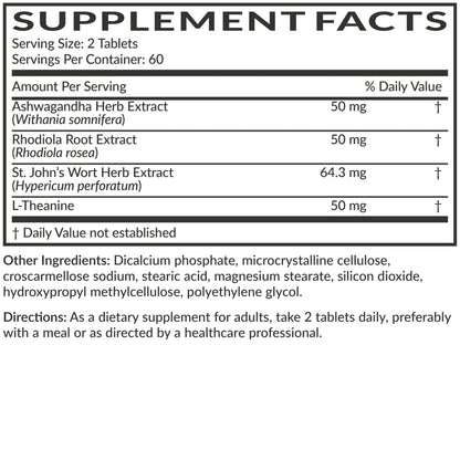 Futurebiotics Chill Pill + Ashwagandha, Rhodiola, St. John’s Wort, & L-Theanine - Non-GMO, 120 Vegetarian Tablets - dailyvitalstore