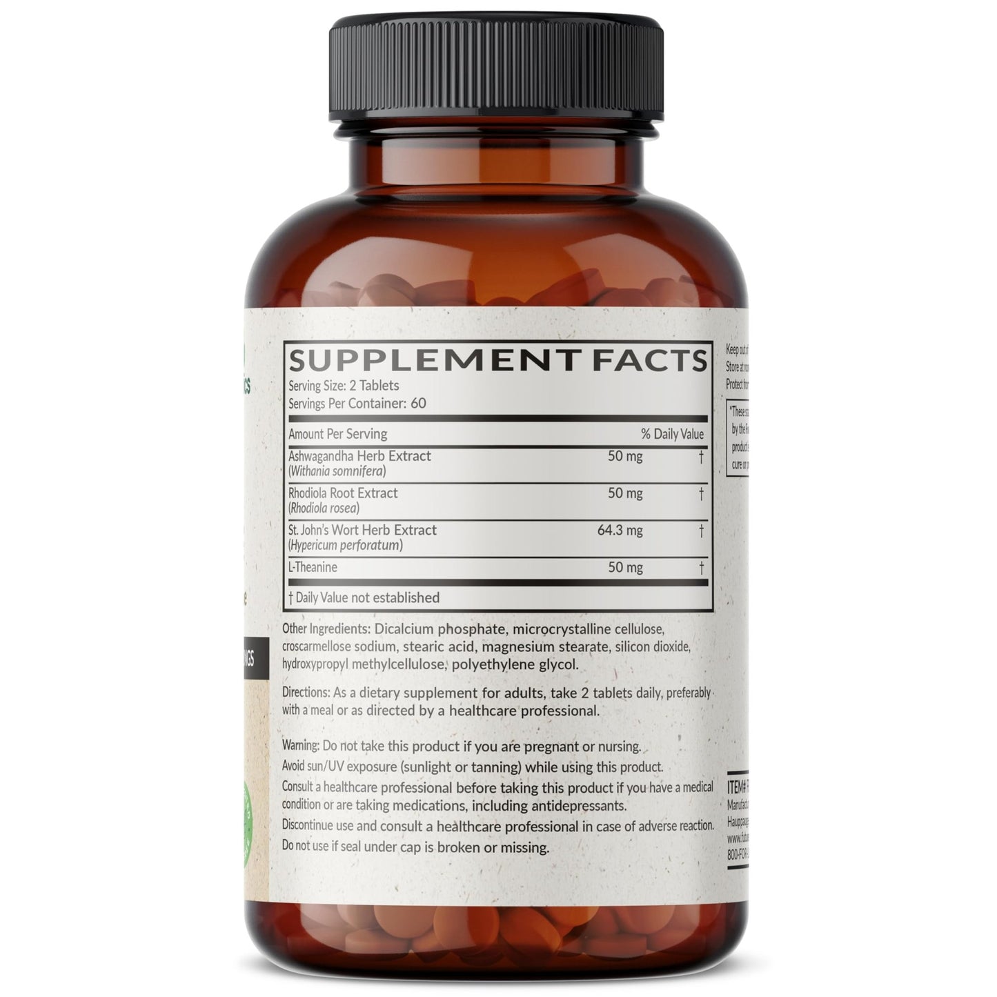 Futurebiotics Chill Pill + Ashwagandha, Rhodiola, St. John’s Wort, & L-Theanine - Non-GMO, 120 Vegetarian Tablets - dailyvitalstore