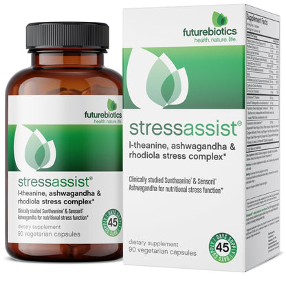 Futurebiotics Stressassist L-theanine Ashwagandha and Rhodiola Rosea Stress Complex - Natural Nutritional Stress Function, 90 Vegetarian Capsules - dailyvitalstore