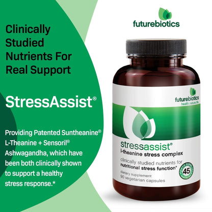Futurebiotics Stressassist L-theanine Ashwagandha and Rhodiola Rosea Stress Complex - Natural Nutritional Stress Function, 90 Vegetarian Capsules - dailyvitalstore