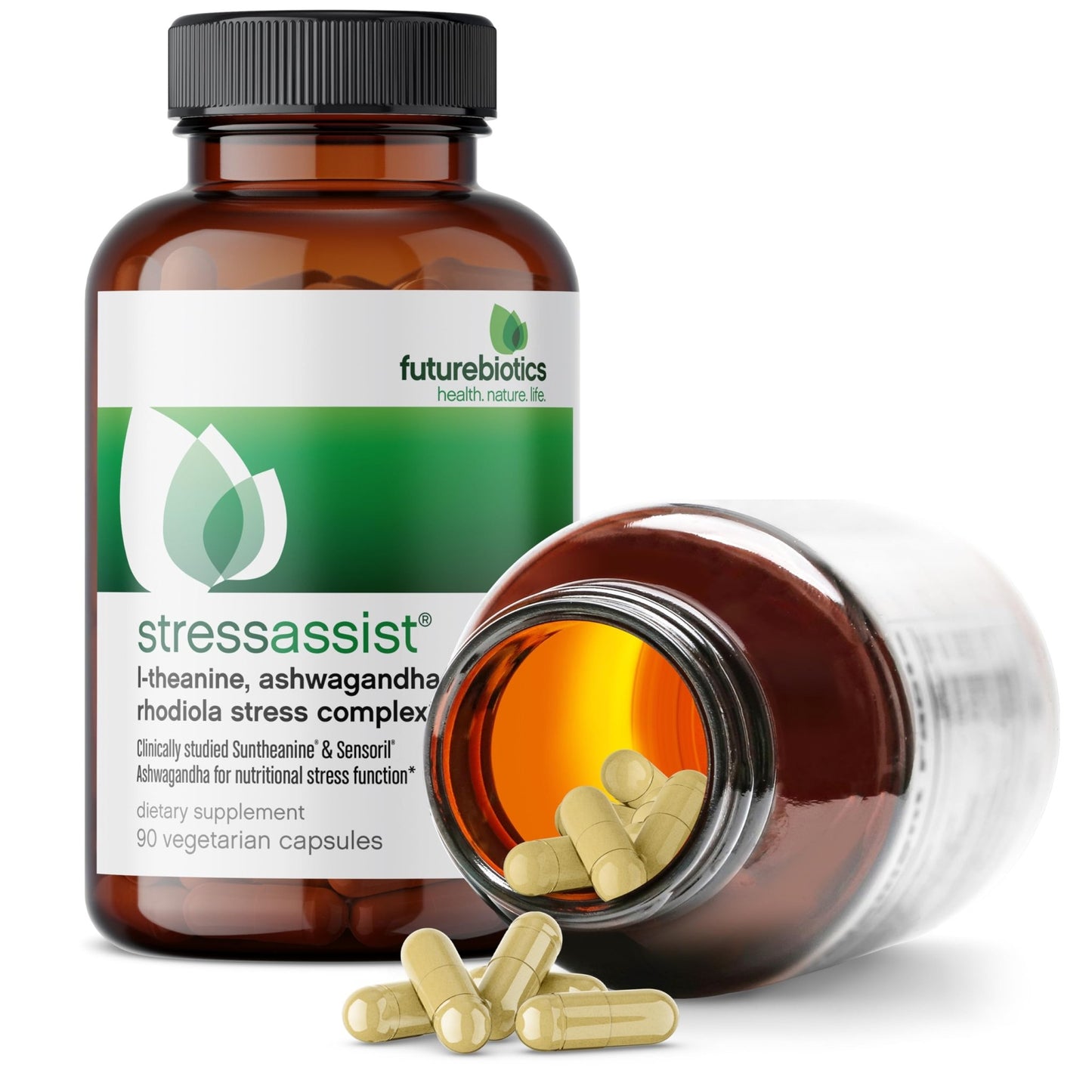 Futurebiotics Stressassist L-theanine Ashwagandha and Rhodiola Rosea Stress Complex - Natural Nutritional Stress Function, 90 Vegetarian Capsules - dailyvitalstore
