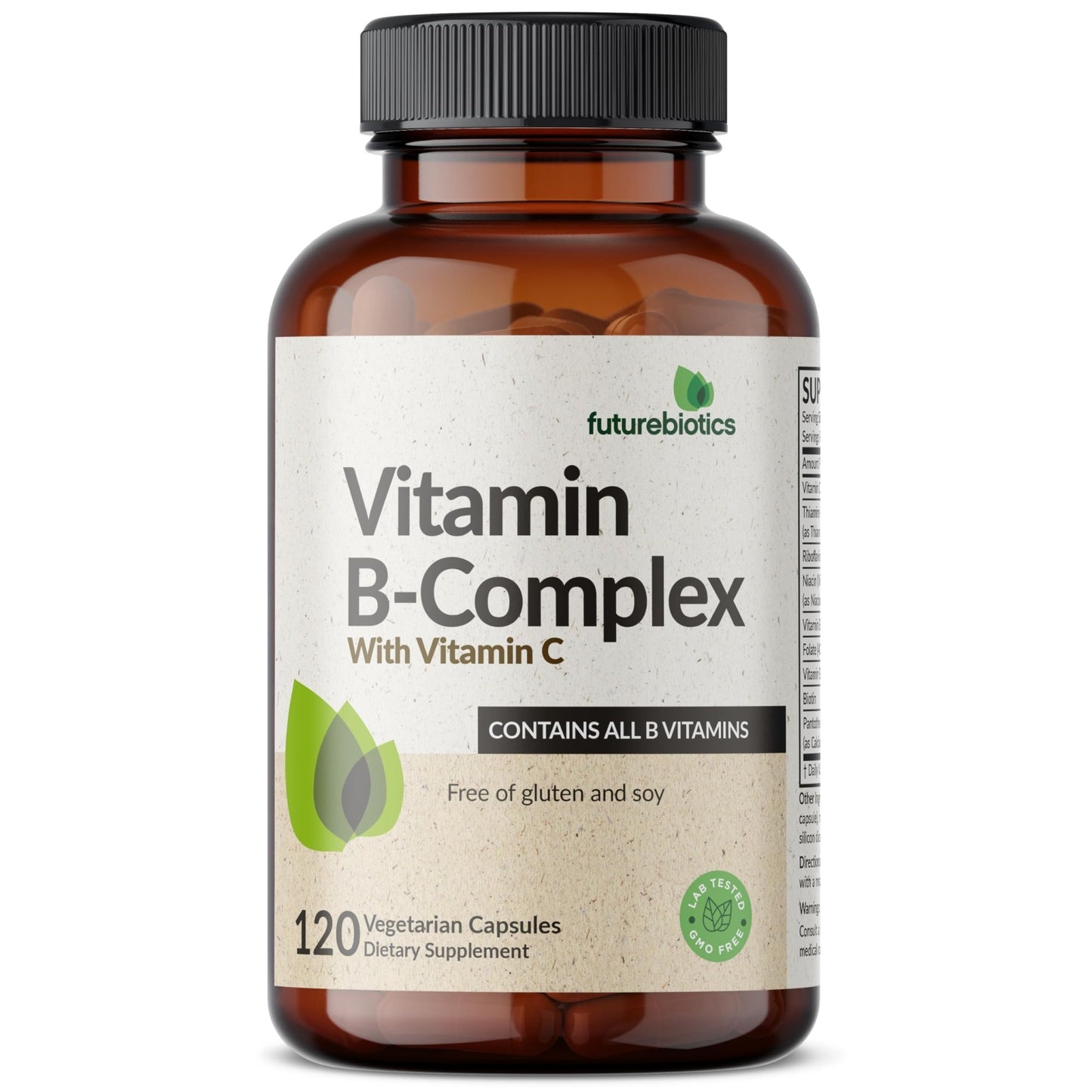 Futurebiotics Vitamin B Complex with Vitamin C Supports Energy Production, Nervous System & Immune Support - Non-GMO, 120 Vegetarian Capsules - dailyvitalstore