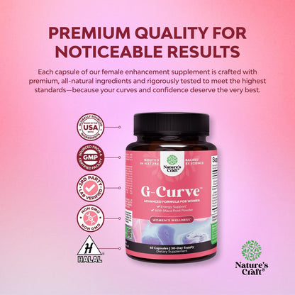 G-Curve Butt and Breast Growth Capsules - Horny Goat Weed Muira Puama & Maca Root for Butt Growth Support - Advanced Herbal Formula - dailyvitalstore