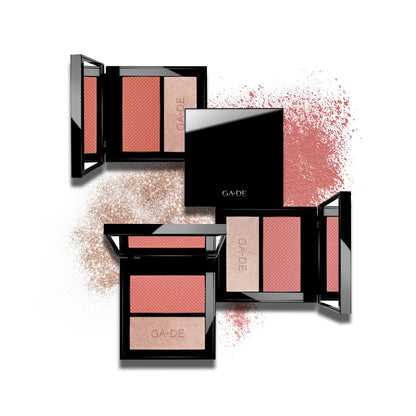 GA-DE Velveteen Blush and Shimmer Duet, 50 - Formulated with Micronized Pearls and Pigments for Sculpting Face and Décolleté - Paraben-Free - 0.26 oz - dailyvitalstore