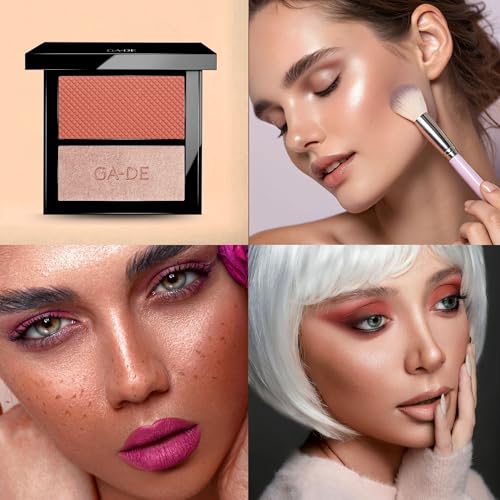 GA-DE Velveteen Blush and Shimmer Duet, 50 - Formulated with Micronized Pearls and Pigments for Sculpting Face and Décolleté - Paraben-Free - 0.26 oz - dailyvitalstore