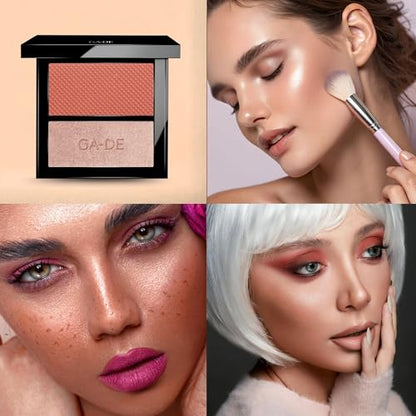 GA-DE Velveteen Blush and Shimmer Duet, 50 - Formulated with Micronized Pearls and Pigments for Sculpting Face and Décolleté - Paraben-Free - 0.26 oz - dailyvitalstore