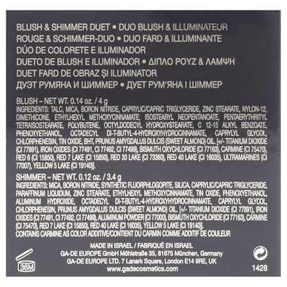 GA-DE Velveteen Blush and Shimmer Duet, 50 - Formulated with Micronized Pearls and Pigments for Sculpting Face and Décolleté - Paraben-Free - 0.26 oz - dailyvitalstore