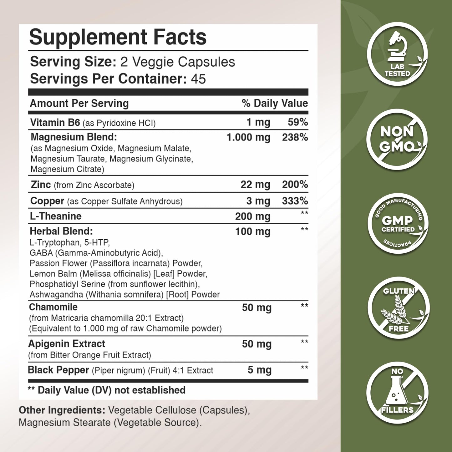 Gade Nutrition Magnesium Glycinate & Magneisum Supplements with Apigenin, L Theanine 200 mg, 5 HTP, GABA Calm Brain Booster Supplement Sleep Aid Ashwagandha L Tryptophan Chamomile - dailyvitalstore