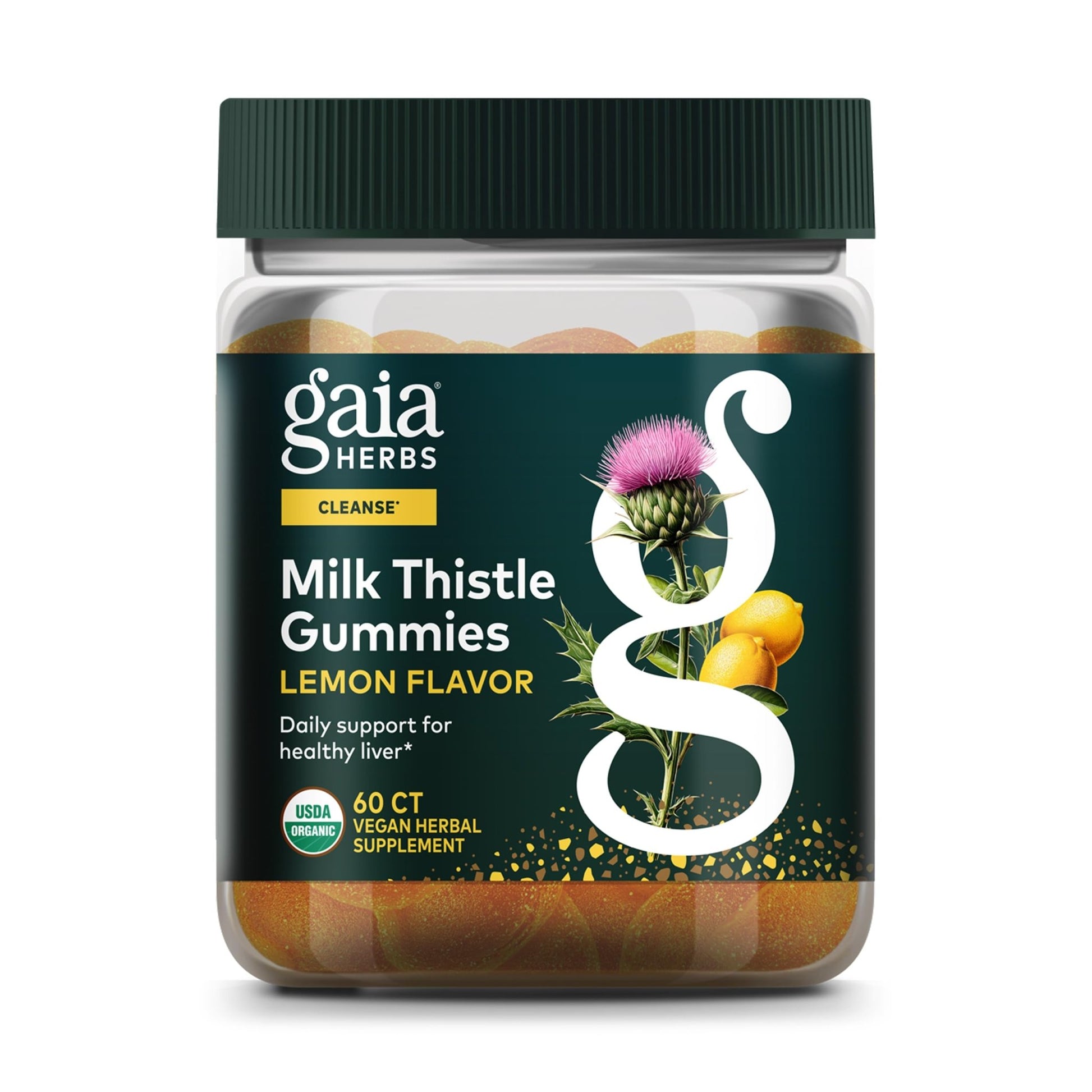 Gaia Herbs Milk Thistle Gummies - Herbal Supplement with Antioxidant Properties for Liver Health & Liver Detox - Lemon Flavored - 60 Vegan Gummies - dailyvitalstore