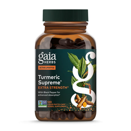 Gaia Herbs Turmeric Supreme Extra Strength - Supports Occasional Discomfort from Normal Wear & Tear* - with Turmeric Curcumin & Black Pepper - dailyvitalstore