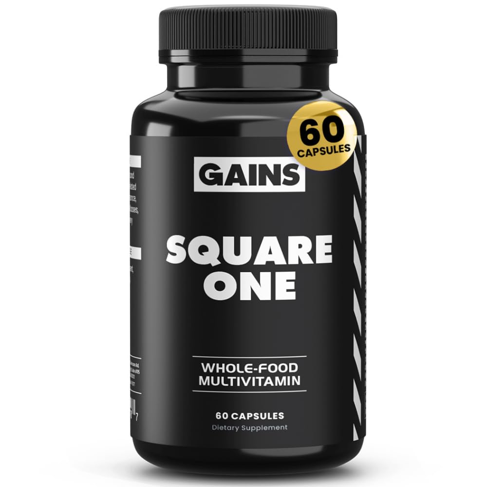 Gains in Bulk Square 1 Multivitamin and Mineral Supplement for Women and Men, Vitamins, Digestive Enzymes and Organic Minerals for Muscle Health, Performance and Immune Support, 90 Capsules - dailyvitalstore