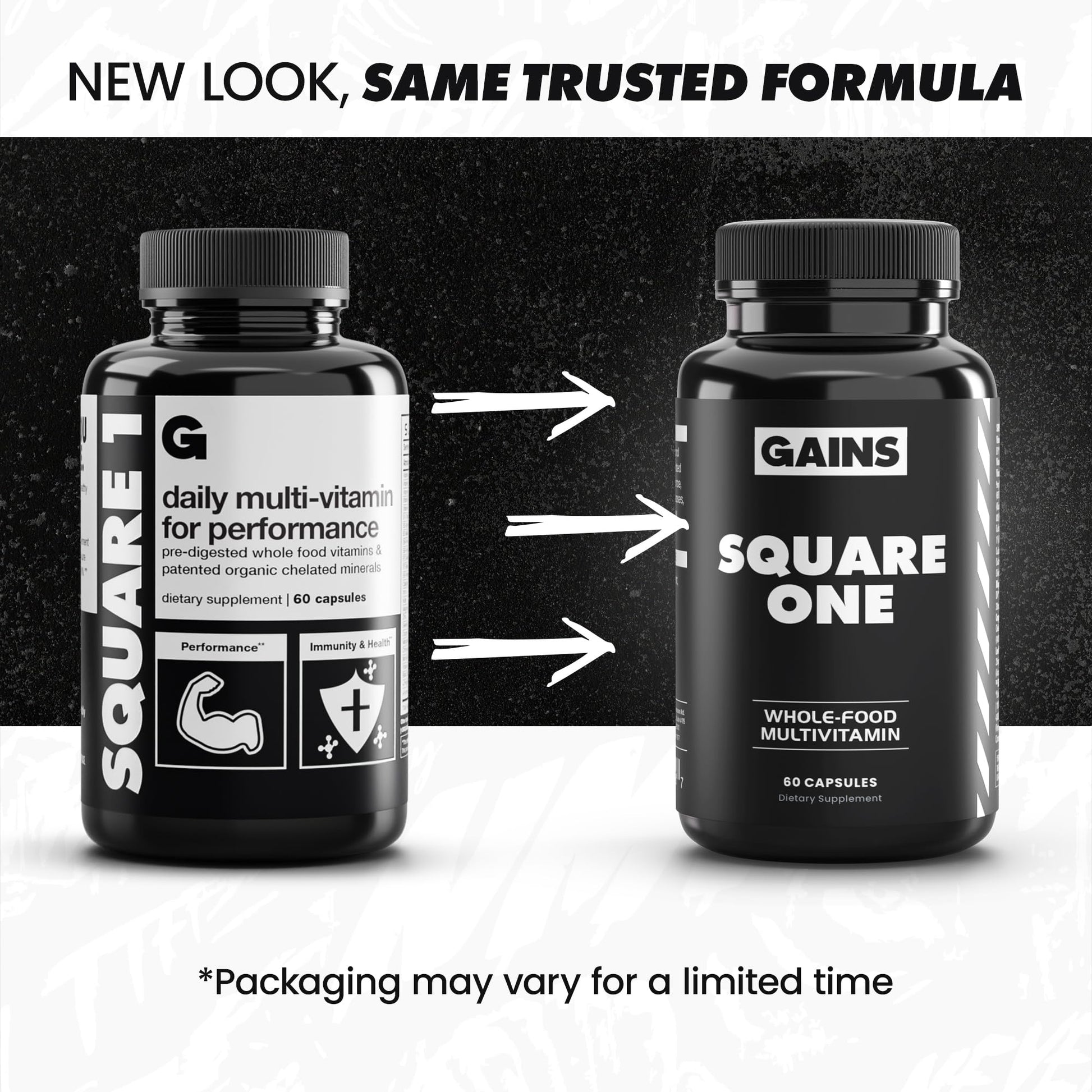 Gains in Bulk Square 1 Multivitamin and Mineral Supplement for Women and Men, Vitamins, Digestive Enzymes and Organic Minerals for Muscle Health, Performance and Immune Support, 90 Capsules - dailyvitalstore