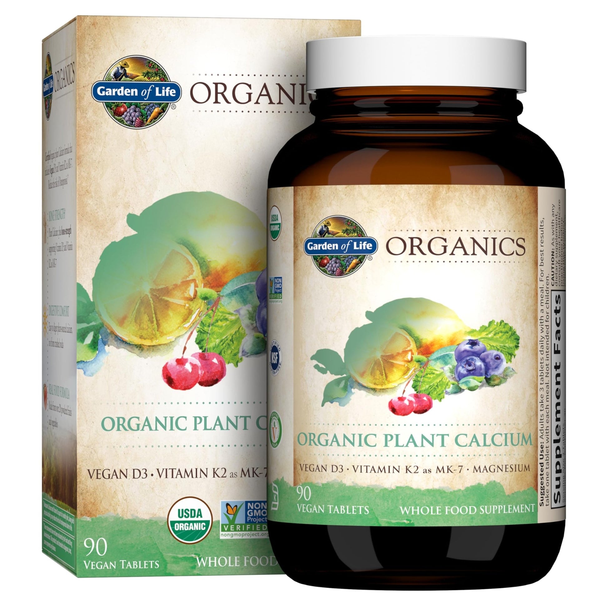 Garden of Life Calcium Supplement with Magnesium & Organic Vitamin D3 K2, Made from Whole Foods, Gluten-Free, 90 Count - dailyvitalstore
