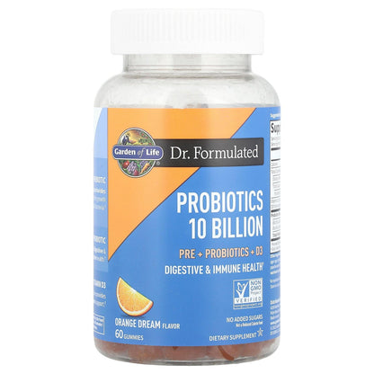 Garden of Life Dr Formulated 10 Billion CFU Prebiotic Fiber & Probiotic Gummies with Vitamin D3 for Digestive and Immune Health – Gluten Free, Non GMO - dailyvitalstore