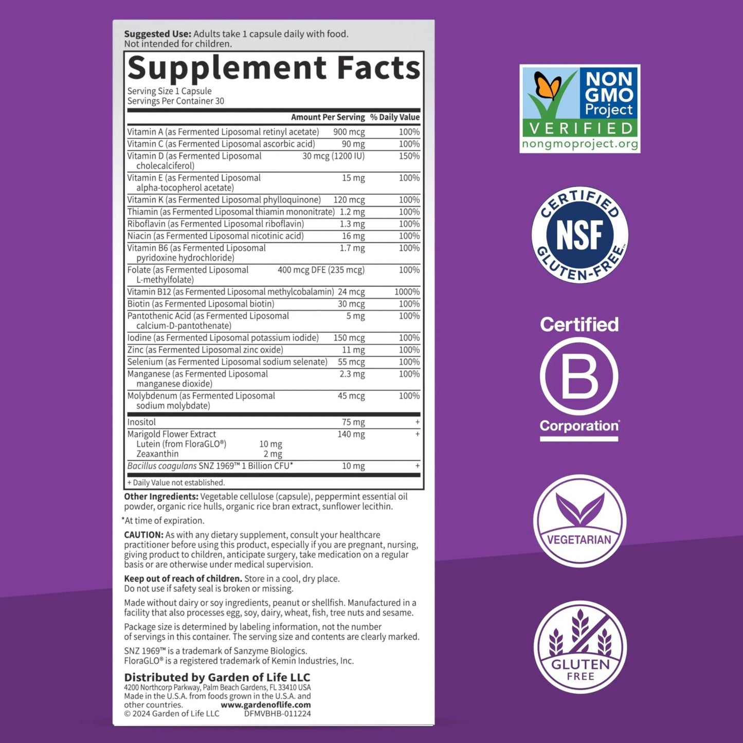 Garden of Life Dr Formulated Multi+ Brain Health, Fermented Liposomal Multivitamin + Lutein & Zeaxanthin, Vitamin D3 & Probiotics - dailyvitalstore