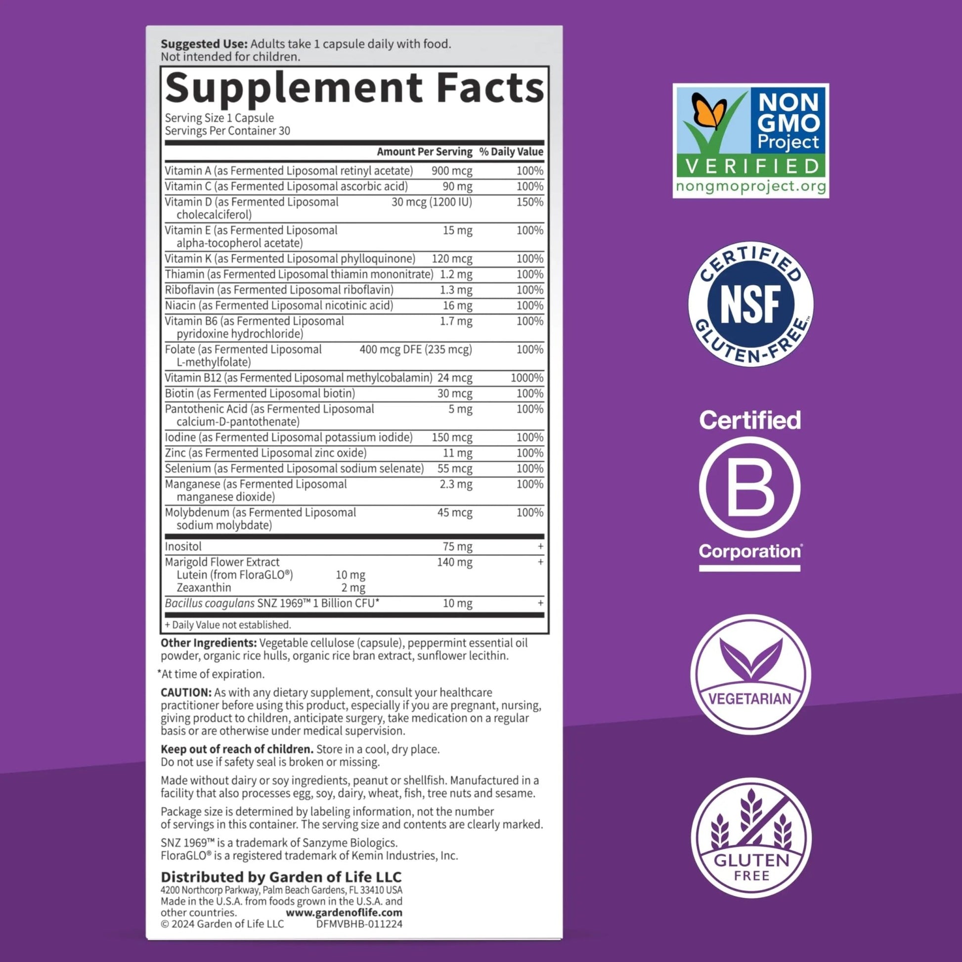 Garden of Life Dr Formulated Multi+ Brain Health, Fermented Liposomal Multivitamin + Lutein & Zeaxanthin, Vitamin D3 & Probiotics - dailyvitalstore