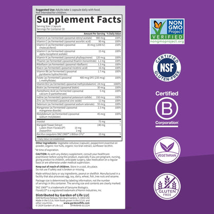 Garden of Life Dr Formulated Multi+ Brain Health, Fermented Liposomal Multivitamin + Lutein & Zeaxanthin, Vitamin D3 & Probiotics - dailyvitalstore
