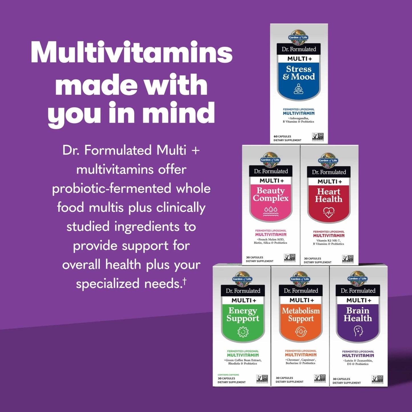 Garden of Life Dr Formulated Multi+ Brain Health, Fermented Liposomal Multivitamin + Lutein & Zeaxanthin, Vitamin D3 & Probiotics - dailyvitalstore