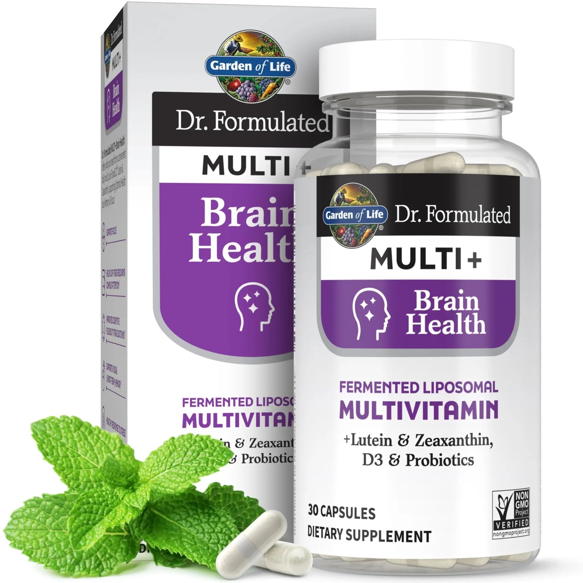 Garden of Life Dr Formulated Multi+ Brain Health, Fermented Liposomal Multivitamin + Lutein & Zeaxanthin, Vitamin D3 & Probiotics - dailyvitalstore